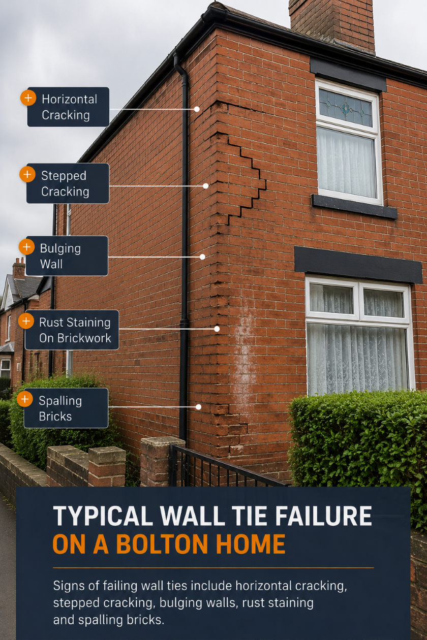 signs of wall tie failure signs of wall tie failure