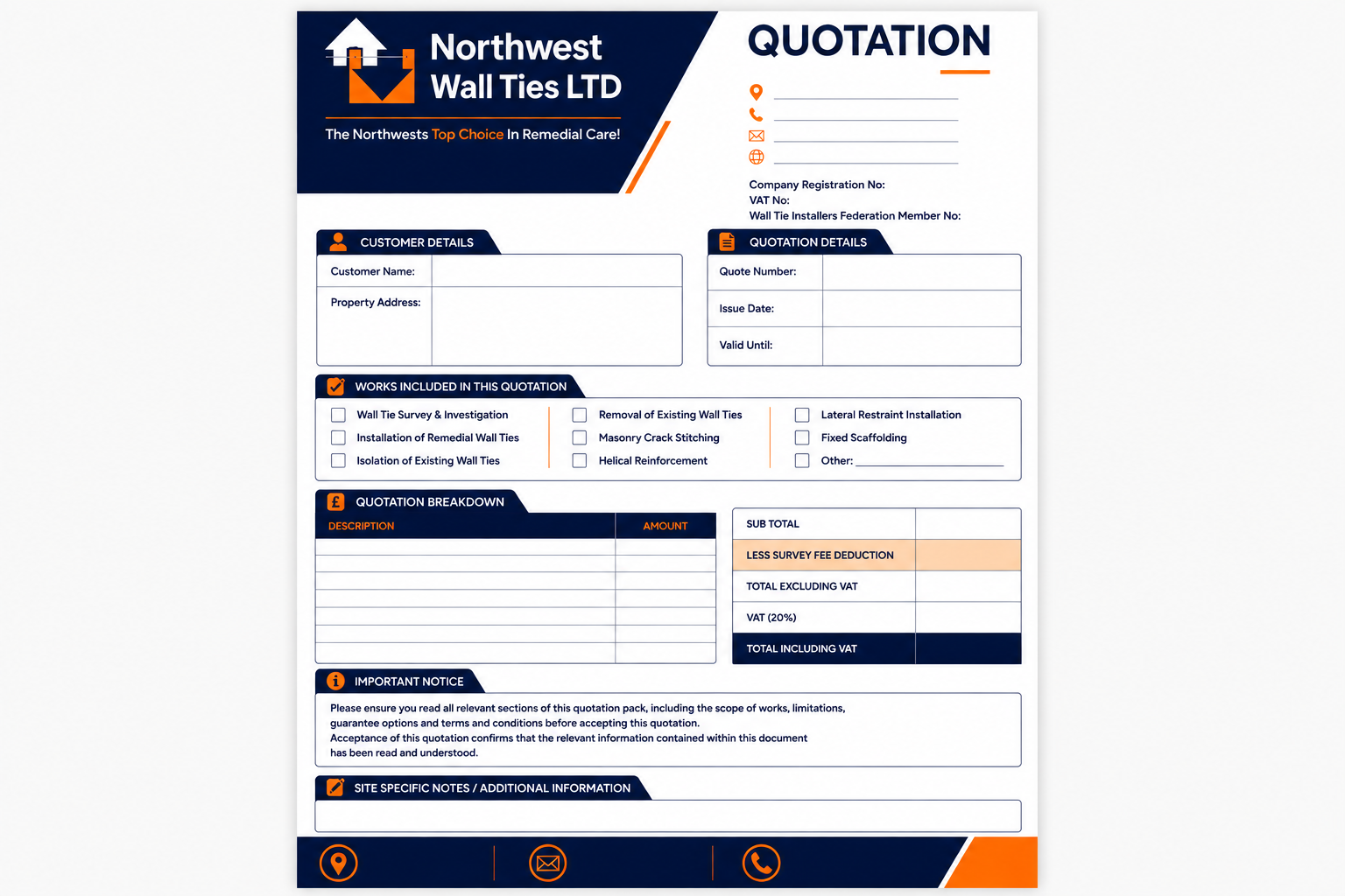 FREE QUOTE NORTHWEST WALL TIES LTD